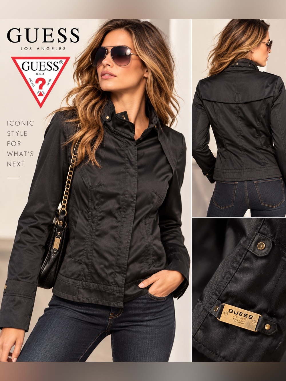 GUESS Los Angeles | Black | Small | Utility Mock Neck Jacket |